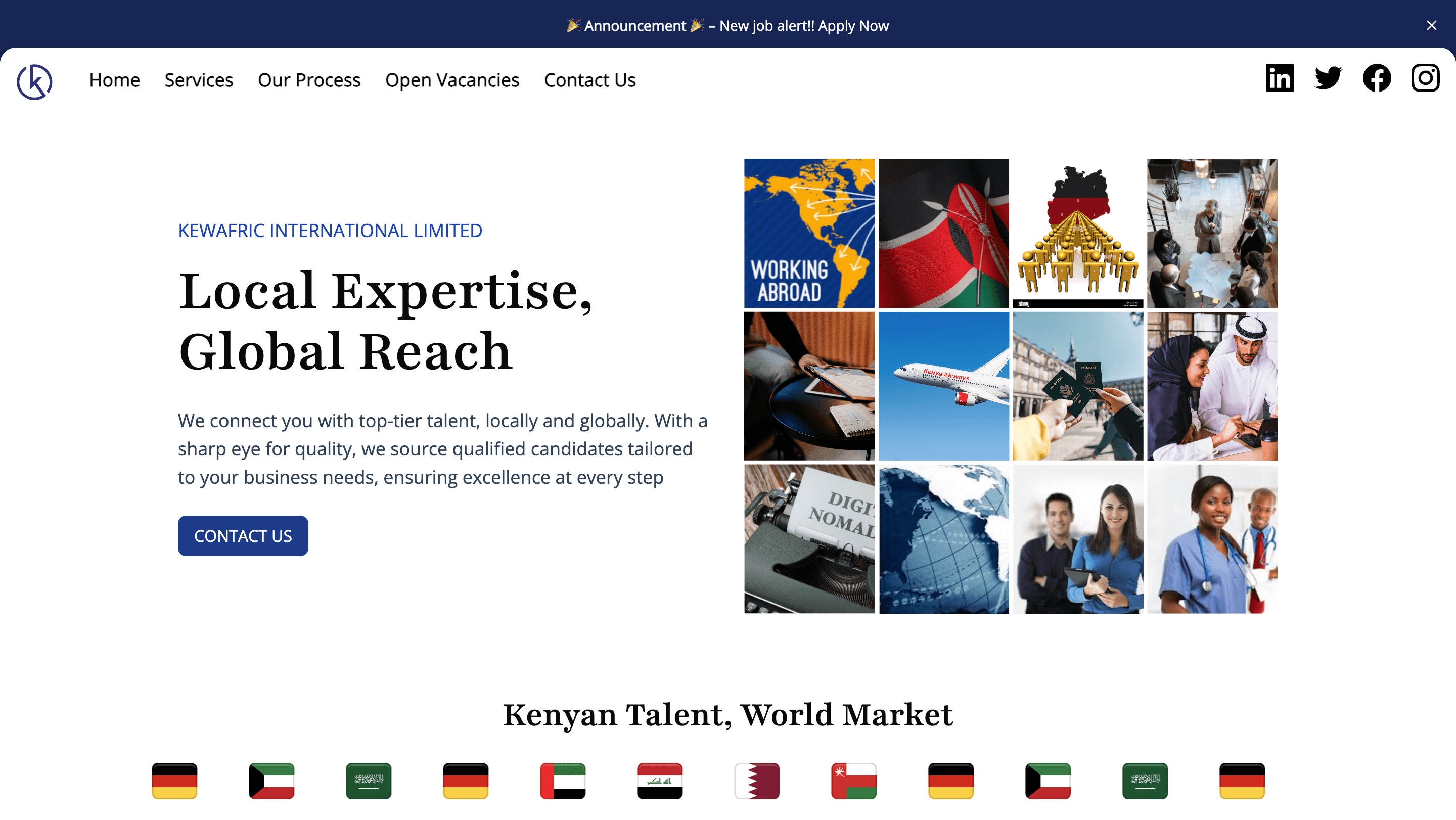 Screenshot of the KewAfric website built by SyntaxCape